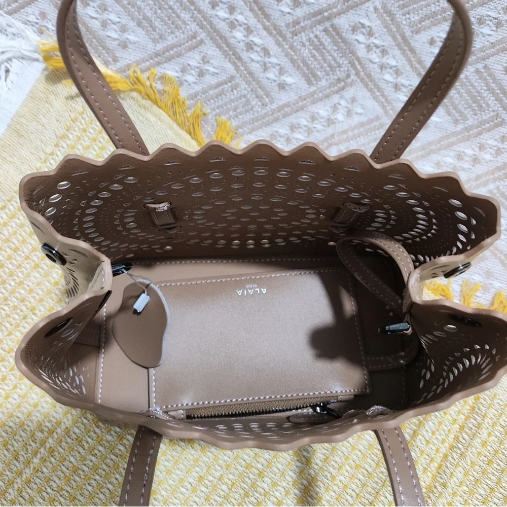 Alaïa Taupe Laser-Cut Scalloped Tote